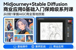 AIGC商业应用Midjourney+Stable Diffusion教程，0基础入门保姆级系列课-如意资源库