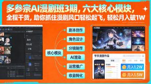 多参宗AI漫剧班3期,六大核心模块,全程干货,助你抓住漫剧风口轻松起飞,轻松月入破1W+-如意资源库