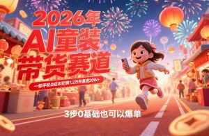 AI童装新春带货赛道，一部手机0成本狂销1.2万件喜提20W+，3步0基础也可以爆单-如意资源库