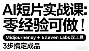AI短片实战课：零经验可做，Midjourney+ElevenLabs双工具，3步搞定成品-如意资源库