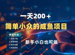 一天收入2张，一个简单小众的咸鱼项目，0门槛小白也能做-如意资源库