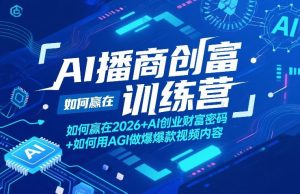 AI播商创富训练营,如何赢在2026+AI创业财富密码+如何用AGI做爆款视频内容-如意资源库