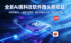 全新AI黑科技软件撸头条收益！无需写指令，一键秒过原创，每天只需半小时，稳定日入3张【揭秘】-如意资源库
