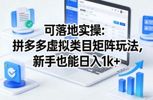 可落地实操:拼多多虚拟类目矩阵玩法,新手也能日入1k+【揭秘】-如意资源库