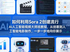 如何利用Sora 2创建流行AI人工智能视频大师班教程，从创意到人工智能电影制作，一步一步地向你展示-如意资源库