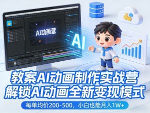 教案AI动画制作实战营,解锁AI动画全新变现模式,每单均价200-500,小白也能月入1W+-如意资源库