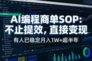 AI编程商单SOP，AI编程不能只给工作提效，还要直接变现，有人已经稳定月入1W+半年了-如意资源库