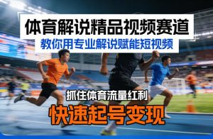 体育解说精品视频赛道,教你用专业解说赋能短视频,抓住体育流量红利,快速起号变现-如意资源库
