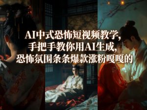 AI中式恐怖短视频教学,手把手教你用AI生成,恐怖氛围条条爆款涨粉嘎嘎的-如意资源库