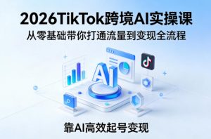 2026TikTok跨境AI实操课,从零基础带你打通流量到变现全流程,靠AI高效起号变现-如意资源库