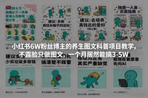 小红书6W粉丝博主的养生图文科普项目教学,不露脸只做图文,一个月居然能搞3-5W-如意资源库