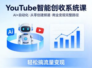 YouTube智能创收系统课,AI+自动化,从零创建YouTube频道并实现商业变现的完整路径,轻松搞流量变现-如意资源库