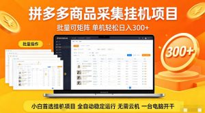 拼多多商品信息全自动采集项目，批量可矩阵，单机轻松日入300+，无需云机一台电脑开干【揭秘】-如意资源库