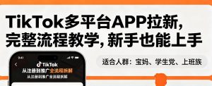 TikTok多平台APP拉新,完整流程教学,新手也能上手,轻松出海搞美金-如意资源库