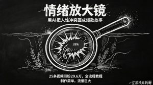 AI制作“情绪放大镜“视频，25条视频涨粉29.6W粉，流量巨大，制作简单，全流程教程-如意资源库