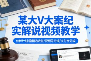 某大V大案纪实解说视频教学，可做伙伴计划、撸精选收益，视频号和支付宝分成计划均可-如意资源库