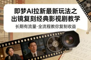 即梦AI拉新最新玩法之出镜复刻经典影视剧教学,长期有流量,全流程教你复制收益-如意资源库