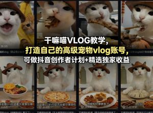 干嘛喵VLOG教学,打造自己的高级宠物vlog账号,可做抖音创作者计划+精选独家收益-如意资源库