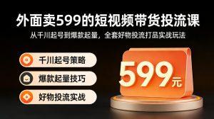 外面卖599的短视频带货投流课:从千川起号到爆款起量,全套好物投流打品实战玩法-如意资源库