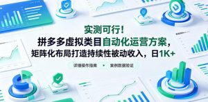 实测可行!拼多多虚拟类目自动化运营方案,矩阵化布局打造持续性被动收入,日1K+【揭秘】-如意资源库