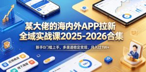 某大佬的海内外APP拉新全域实战课2025-2026合集，新手0门槛上手，多渠道稳定变现，月入过1W+-如意资源库