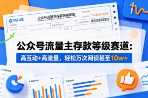 公众号流量主之存款等级赛道，高互动+高流量，轻松达到万次阅读，甚至10w+-如意资源库