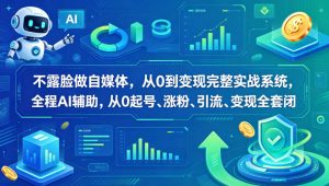 不露脸做自媒体，从0到变现完整实战系统，全程AI辅助，从0起号、涨粉、引流、变现全套闭环-如意资源库