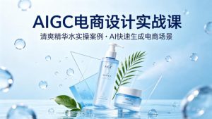 AIGC电商设计实战课，以清爽精华水为实操案例，教你用AI快速生成电商场景-如意资源库