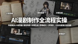 AI漫剧制作全流程实操，零基础从小说改编-角色场景-分镜生成-剪辑成片一步到位，小白也能独立做漫剧-如意资源库