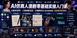 AI仿真人漫剧零基础实操入门课,从剧本创作、人物场景设定、分镜脚本到AI成片配音剪辑,全流程手把手教学-如意资源库
