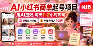 AI小红书商单起号项目,用AI提效,每天1-2小时即可,0粉就可以做,单账号月入1-3W-如意资源库
