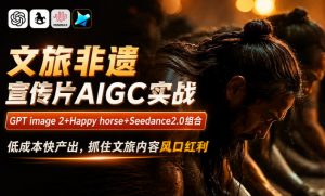 文旅非遗宣传片AIGC实战,GPT image 2+Happy horse+Seedance2.0组合,低成本快产出,抓住文旅内容风口红利-如意资源库