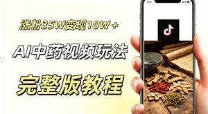 用ai做中药视频,涨粉35.8W,分成计划+橱窗累计变现10W+-如意资源库