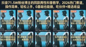抖音71.5W粉丝博主的同款两性科普教学,2026热门赛道,操作简单,轻松上手,0基础也能做,吃伙伴+精选收益-如意资源库