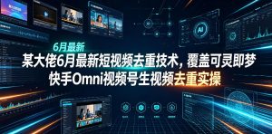 某大佬6月最新短视频去重技术，覆盖可灵即梦快手Omni视频号生视频去重实操-如意资源库