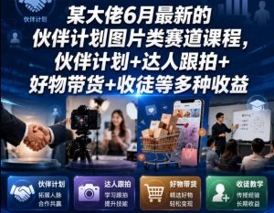 某大佬6月最新的伙伴计划图片类赛道课程，伙伴计划+达人跟拍+好物带货+收徒等多种收益-如意资源库