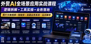 外贸AI全场景应用实战课程｜逻辑拆解+工具实操+业务落地，图片文案视频+智能体+自建业务系统一站式教学-如意资源库