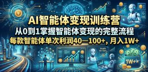 AI智能体变现训练营，从0到1掌握智能体变现的完整流程，每款智能体单次利润40—100+，月入1W+-如意资源库