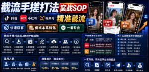 截流手搓打法实战SOP,抖音小红书视频号精准截流,快速获客,低成本高转化,一看即会-如意资源库