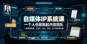 自媒体IP系统课,一个人也能跑起内容团队,一条链路跑通,从定位、热点、表达、生产到发布托管-如意资源库
