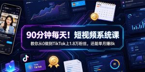 90分钟每天!短视频系统课教你从0做到TikTok上1.8万粉丝,还能单月賺8k【原创双语字幕】-如意资源库