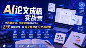 AI论文成稿实战营，从选题定向、文献提纲到整合交付，21天带你完成一篇可交导师的论文阶段稿-如意资源库