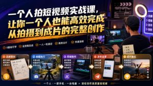 一个人拍短视频实战课，让你一个人也能高效完成从拍摄到成片的完整创作-如意资源库