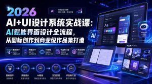 2026 AI+UI设计系统实战课:AI赋能界面设计全流程,从图标创作到商业级作品集打造-如意资源库