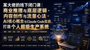 某大佬的线下闭门课｜商业推理与底层逻辑・内容创作与流量心法・AI核心概念与Claude Code实战，打造个人超级生产系统【录音+图片】-如意资源库