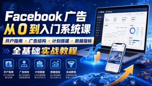 Facebook广告新手从0到入门系统课｜开户指南・广告结构・计划搭建・数据指标全基础实战教程-如意资源库