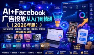 AI+Facebook广告投放从入门到精通（2026年版）｜账户体系搭建・直播投流・素材策略・数据优化・聊单变现全链路实战课-如意资源库