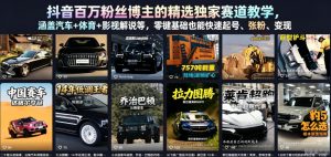 抖音百万粉丝博主的精选独家赛道教学,涵盖汽车+体育+影视解说等,零基础也能快速起号、涨粉、变现(更新0701)-如意资源库