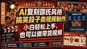 AI复刻邵氏风格搞笑段子类视频制作，小白轻松上手，也可以做带货视频-如意资源库