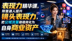 表现力精华课，帮普通人提升镜头表现力，把公域流量稳稳转化为自身商业资产-如意资源库
